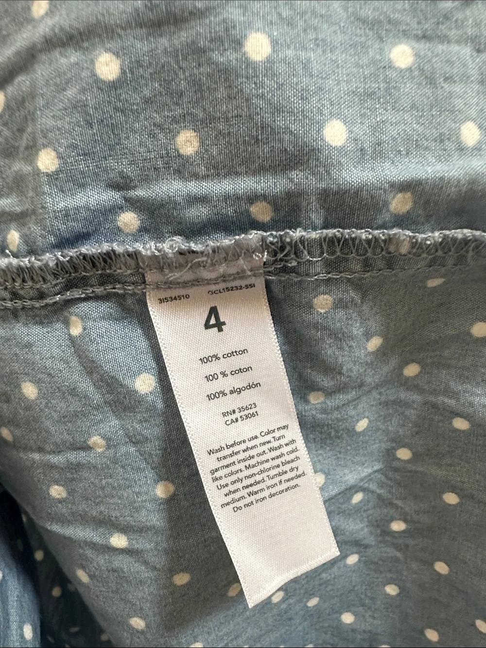 Carter's Blue Chambray Polka Dot Sleeveless Dress